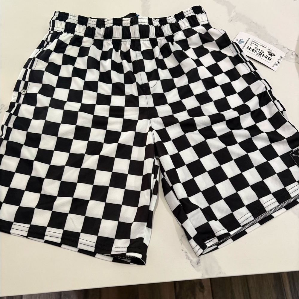 Lacrosse Unlimited Black and White Checkered  Youth Shorts